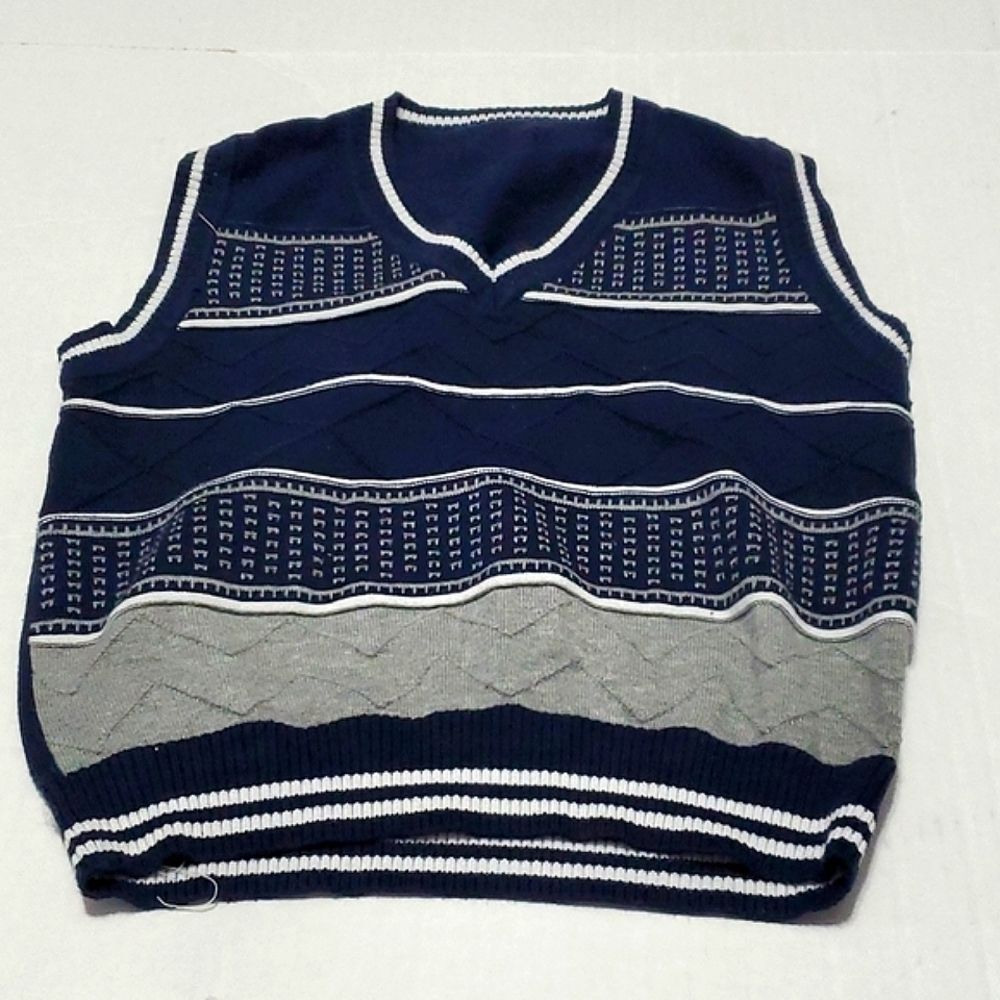 Navy Striped Sleeveless Kids Pullover Vest Boys 5/6